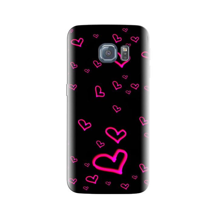 Husa din silicon compatibila cu Samsung Galaxy S6 Edge - model Floating Hearts