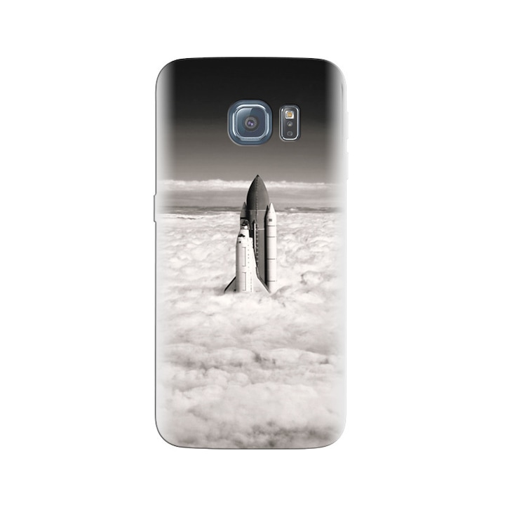 Силиконов калъф, съвместим с модел Samsung Galaxy S6 Edge - NASA Space Shuttle Plane In Cloud