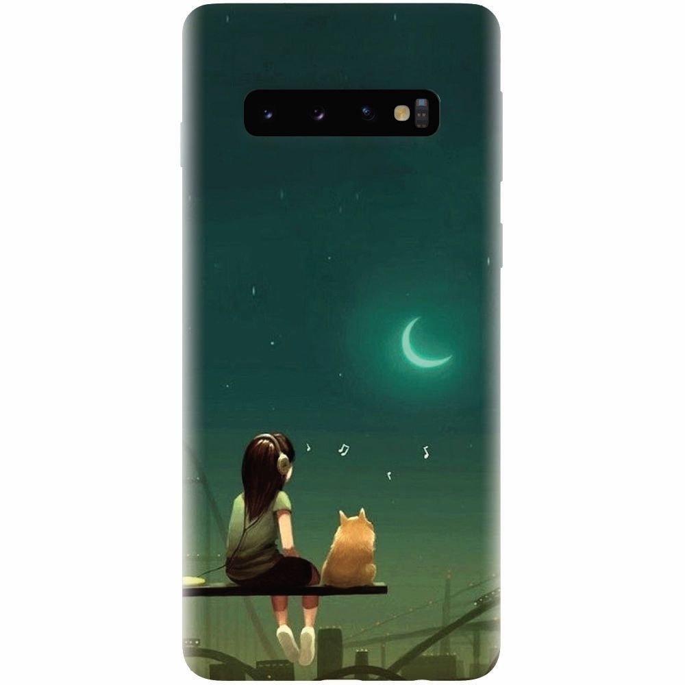 Husa silicon pentru Samsung Galaxy S10 Plus, Cat And Girl