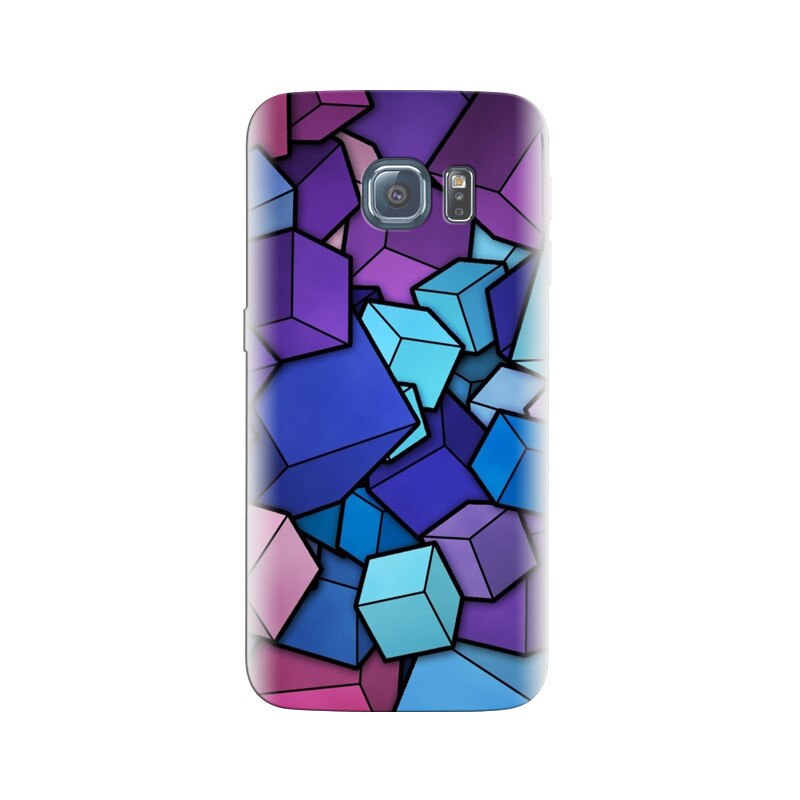 Husa Samsung S6 Abstract Blue Cyan Purple Cubes