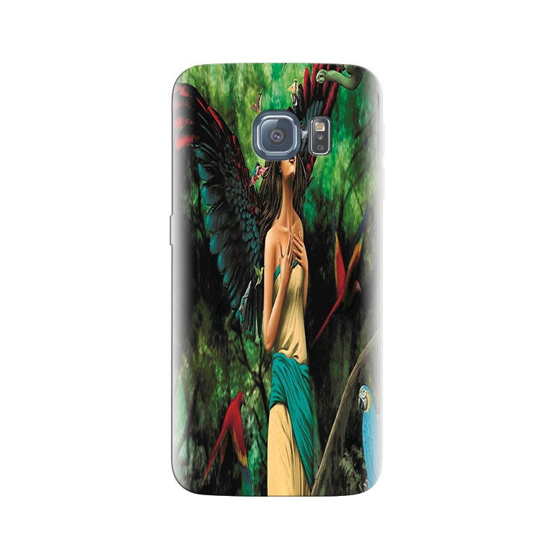 Husa Samsung S6 Edge Beautiful Angel Playing With Snake And Parrots