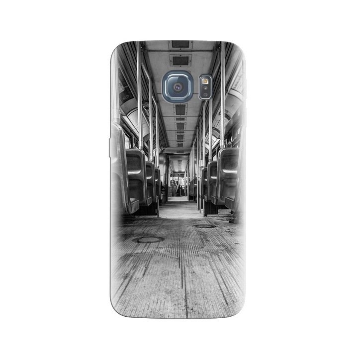 Husa din silicon compatibila cu Samsung Galaxy S6 Edge - model Bus