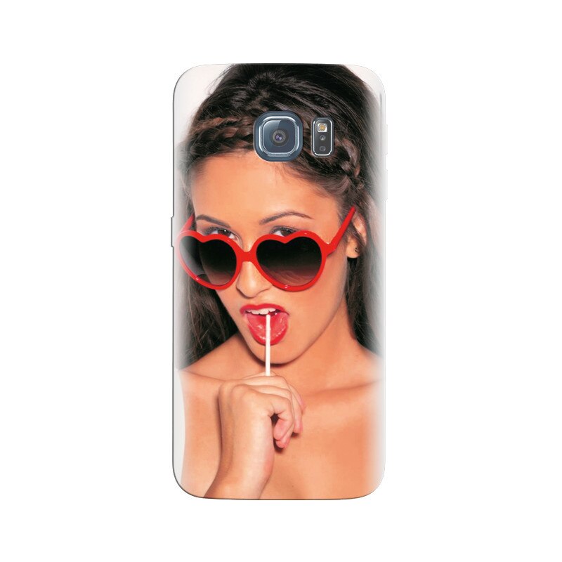 Husa Samsung S7 Edge Brunette Model Wearing Funky Red Heart Glasses