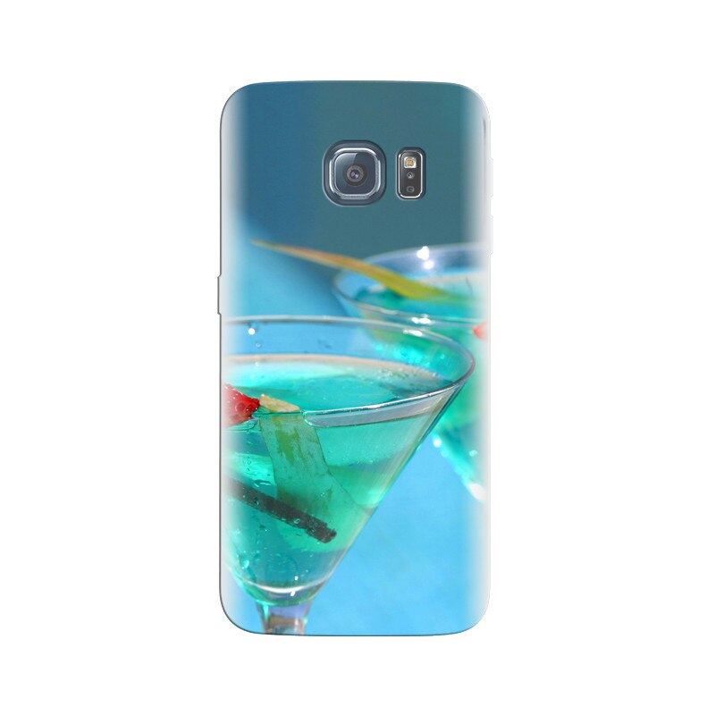 Husa Samsung S6 Edge Blue Cocktail Martini Strawberry