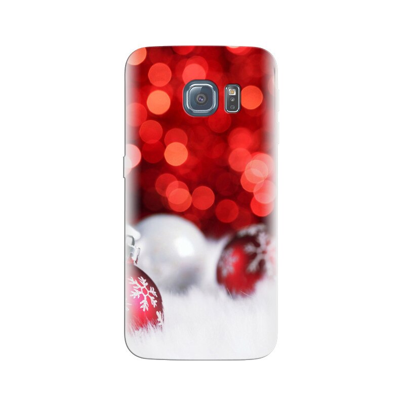 Husa Samsung S7 Edge Christmas Red Balls Bokeh White