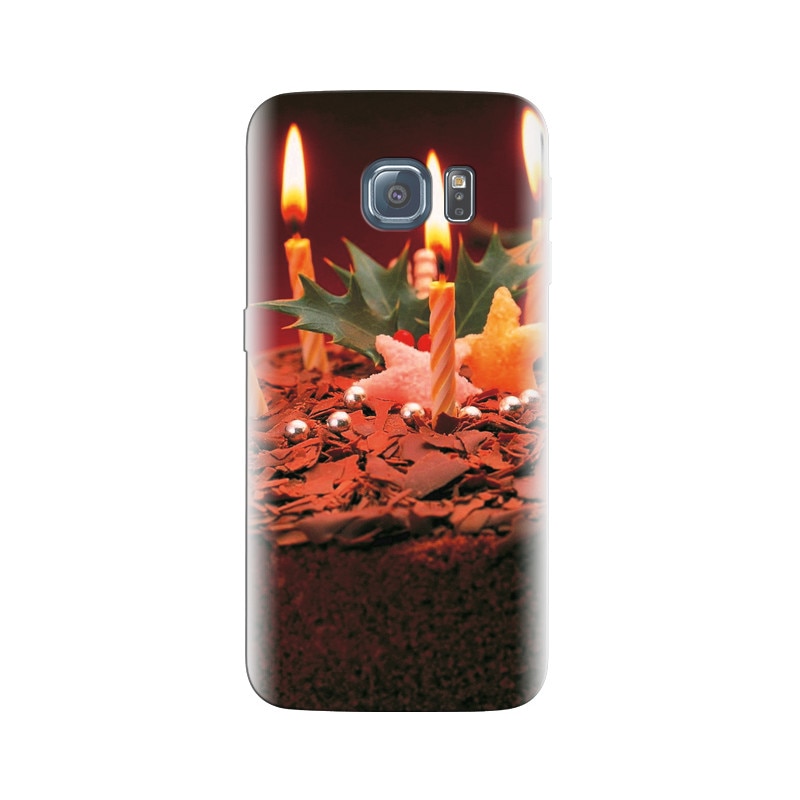 Husa Samsung S6 Chocolate Cake With Stars And Lighting Candles Hd Photos