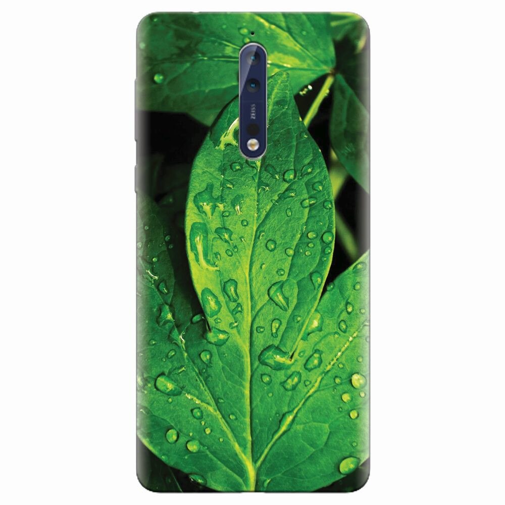 Husa silicon pentru Nokia 8, Leaves And Dew