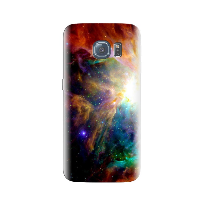 Силиконов калъф, съвместим с модел Samsung Galaxy S6 - Colorful Galaxy Illustration