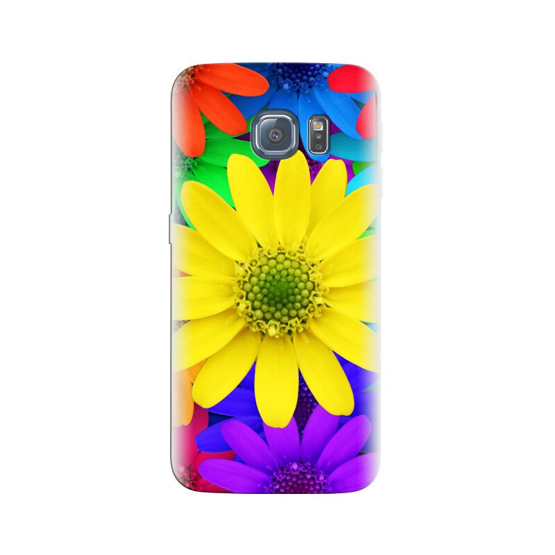 Husa Samsung S6 Edge Colorful Daisy Flowers Spring Red Yellow Blue Purple
