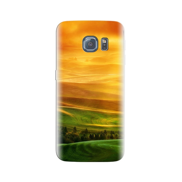 Силиконов кейс съвместим с Samsung Galaxy S6 - модел Htc One X Full Hd Green Fields Sunset