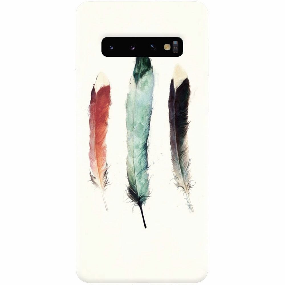 Husa silicon pentru Samsung Galaxy S10, Three Feathers