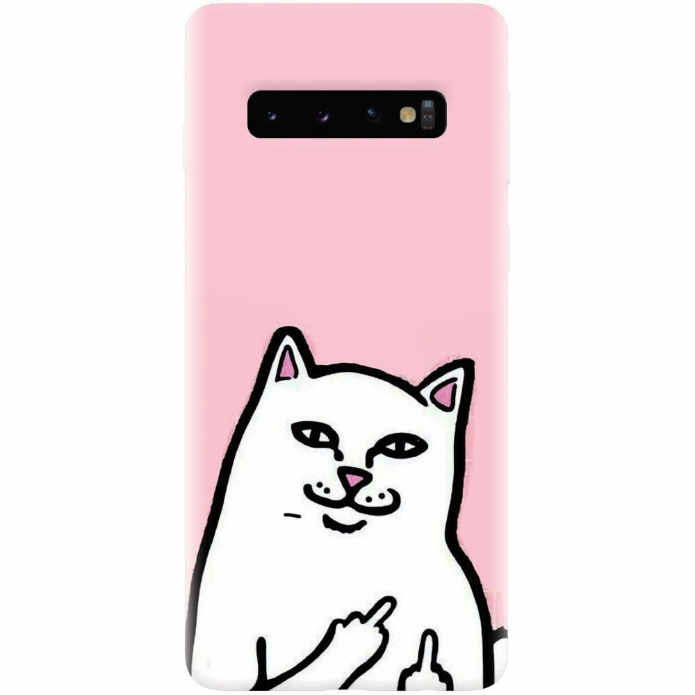 Husa silicon pentru Samsung Galaxy S10 Plus, White Cat
