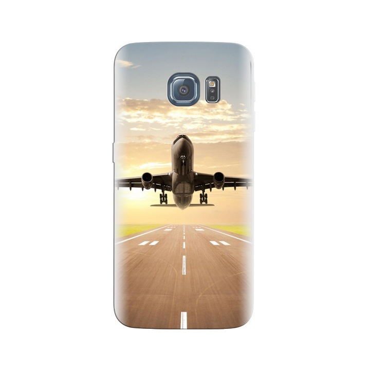Силиконов калъф, съвместим с модел Samsung Galaxy S6 Edge - Jet Plane Taking Off