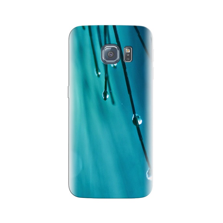 Husa din silicon compatibila cu Samsung Galaxy S7 Edge - model Macro Dew Drops Blue
