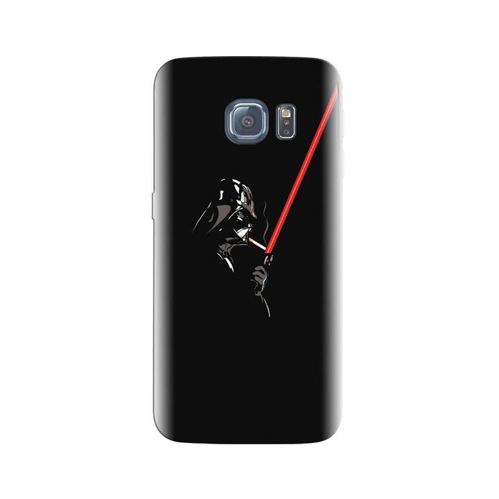 Husa din silicon compatibila cu Samsung Galaxy S6 Edge - model Man Smoking Cigarette With Black Background Pics
