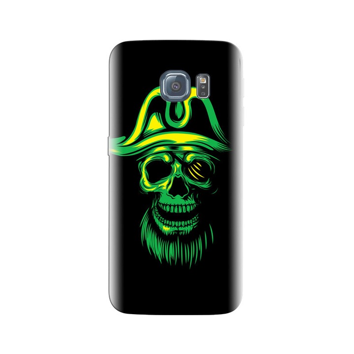 Husa din silicon compatibila cu Samsung Galaxy S6 Edge - model Pirate Skull