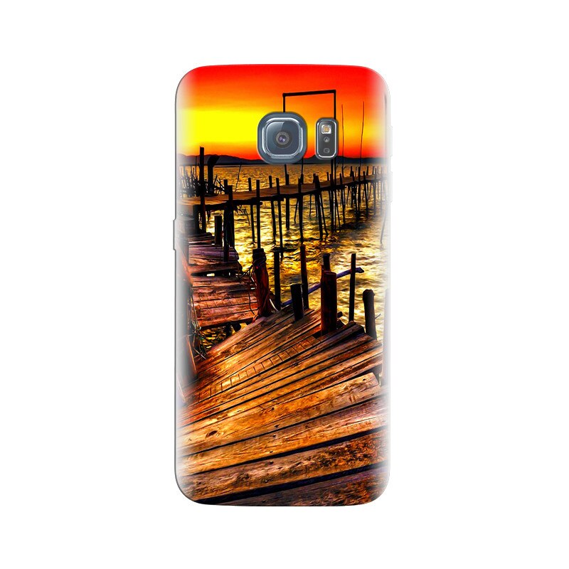 Husa Samsung S6 Edge Sunset Wooden Bridge Over Sea