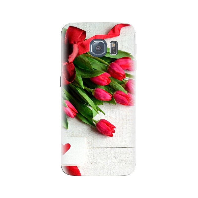Husa Samsung S6 Tulips On Wooden Background