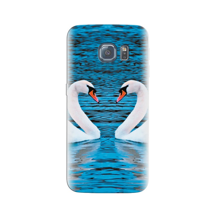 Szilikon tok, amely kompatibilis a Samsung Galaxy S7 - Két nagyon szép Swan High Resolution Pics modellel