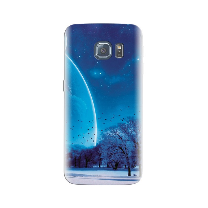 Husa din silicon compatibila cu Samsung Galaxy S6 Edge - model Winter Art Tree Planet Space