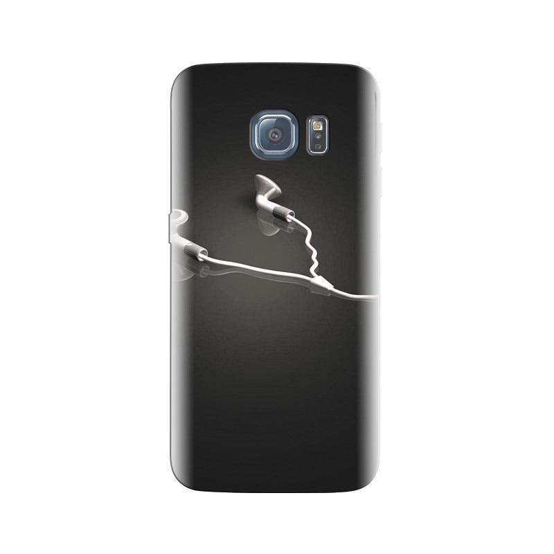 Husa Samsung S6 White Headphones With Black Background Photos