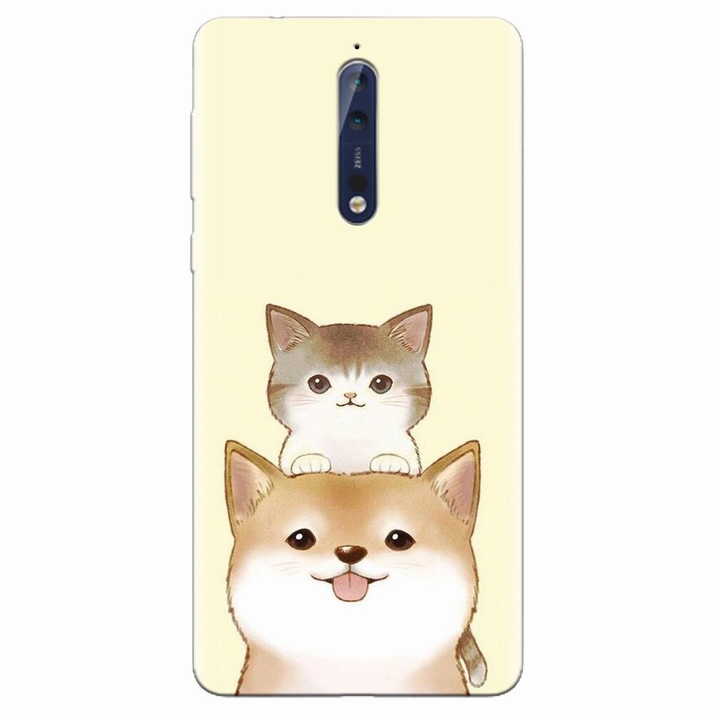 Husa silicon pentru Nokia 8, Two Cat