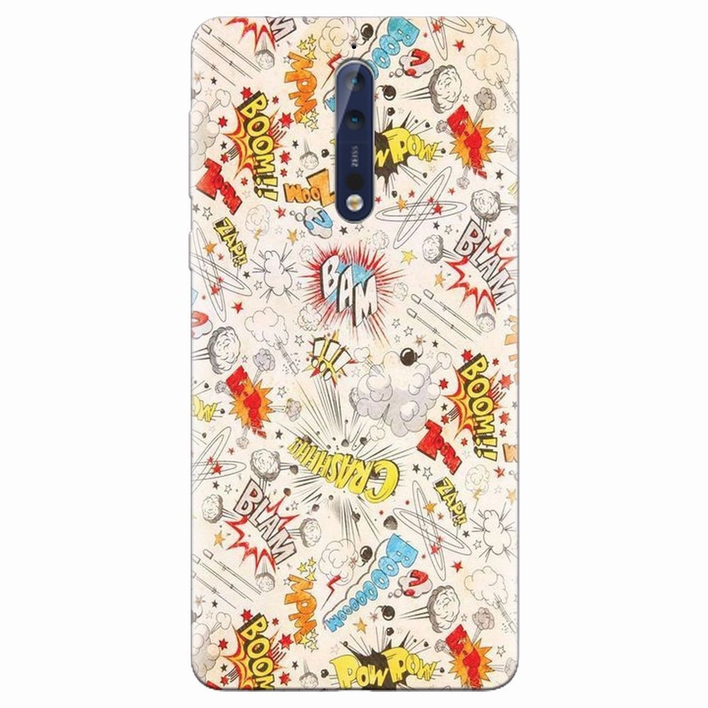 Husa silicon pentru Nokia 8, Vintage Comic