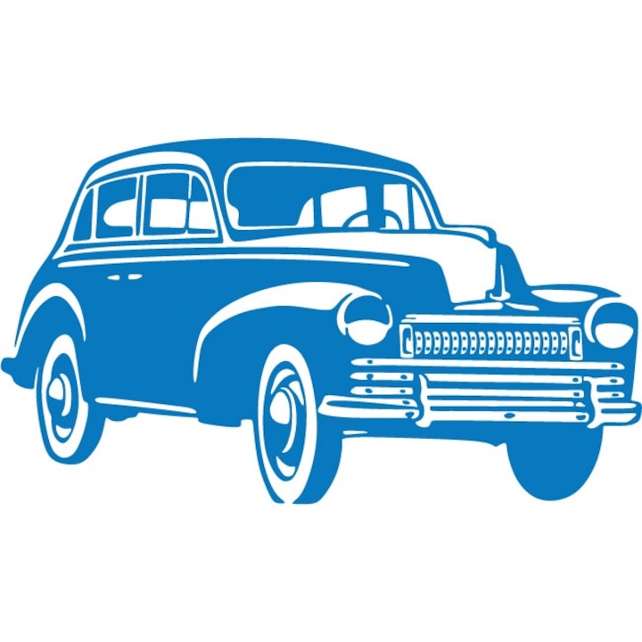 Klasszikus autó - Falmatrica - Kék - 133x76 cm