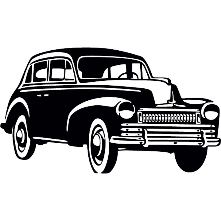 Klasszikus autó - Dekoratív matrica - Fekete - 113 x 65 cm