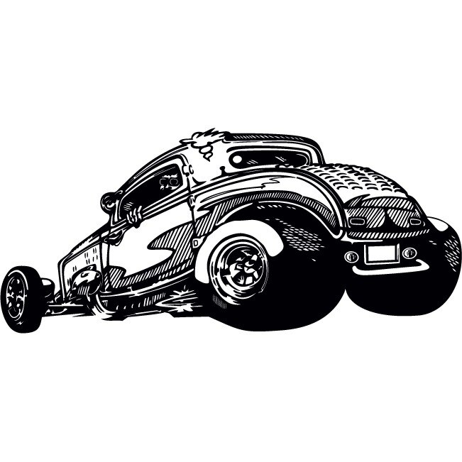 Hot Rod - Sticker Decorativ - Negru - 135 x 60 cm