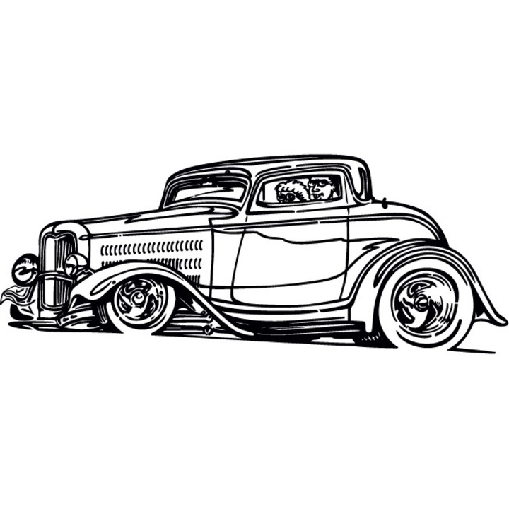 Ford Hot Rod - Sticker Decorativ - Negru - 139 x 53 cm