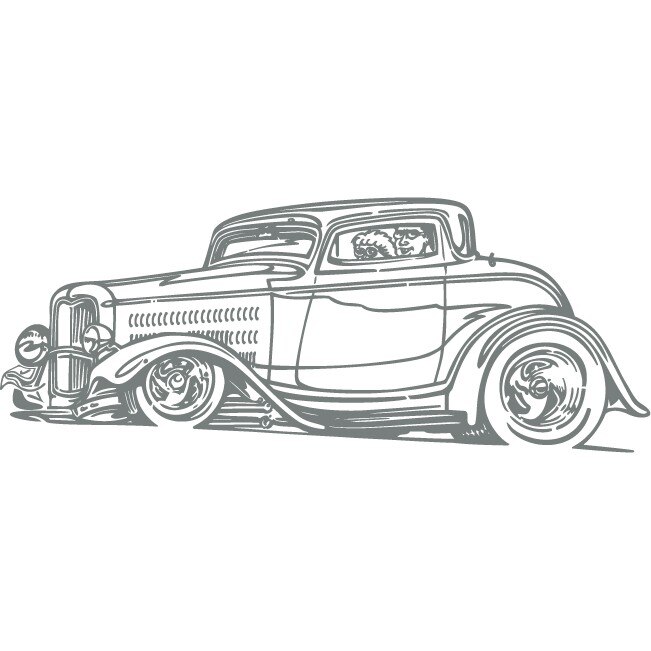 Ford Hot Rod - Sticker Decorativ - Gri Metal - 185 x 70 cm