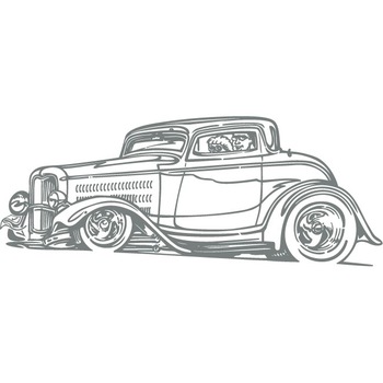 Ford Hot Rod - Sticker Decorativ - Gri Metal - 185 x 70 cm Ford Hot Rod - Sticker Decorativ - Gri Metal - 185 x 70 cm