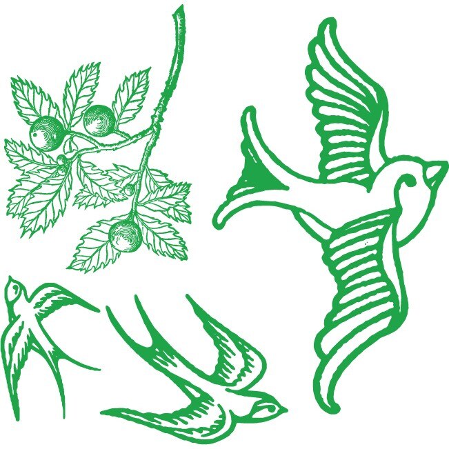 Randunele - Sticker Decorativ - Verde - 83 x 81 cm