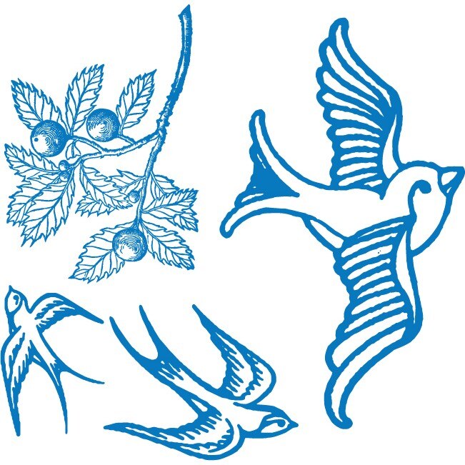 Randunele - Sticker Decorativ - Albastru - 83 x 81 cm