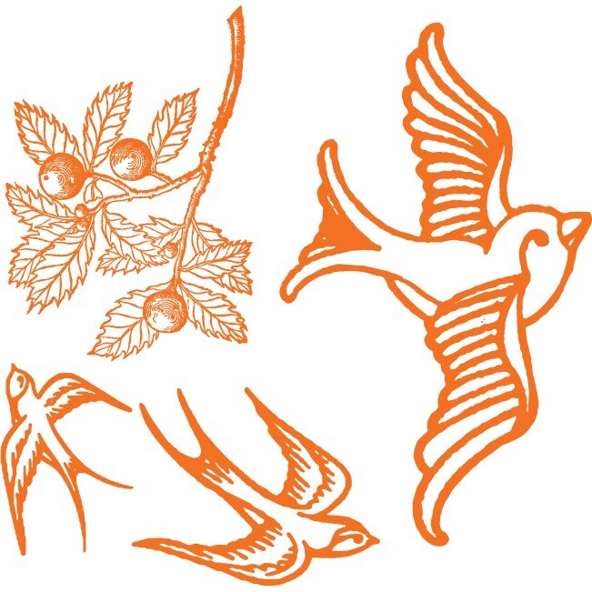 Randunele - Sticker Decorativ - Portocaliu - 83 x 81 cm