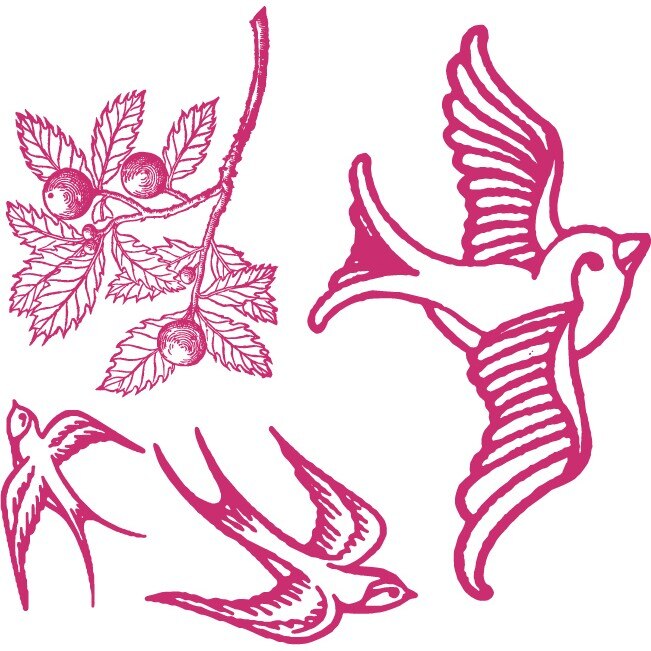 Randunele - Sticker Decorativ - Magenta - 83 x 81 cm
