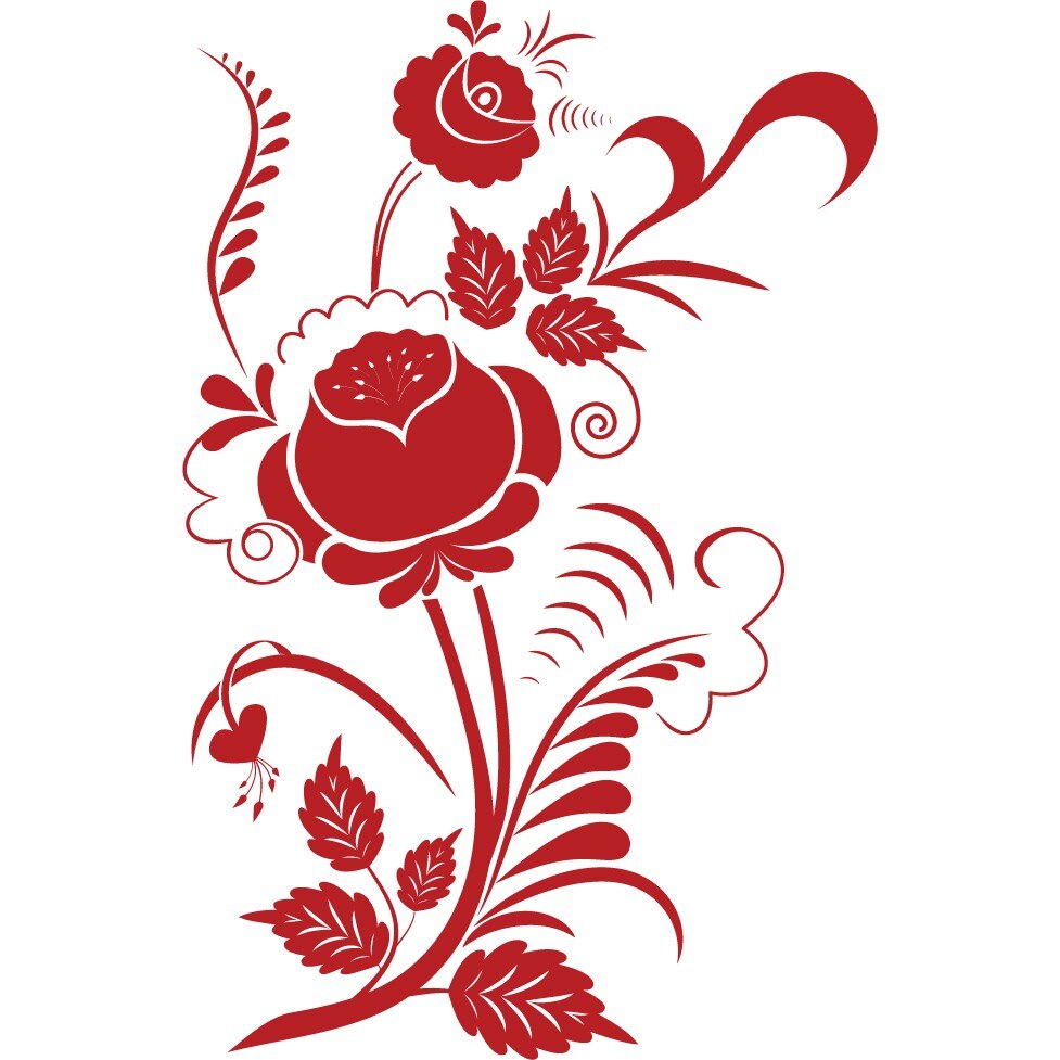 Decor floral - Sticker Decorativ - Rosu Cardinal - 69 x 105 cm