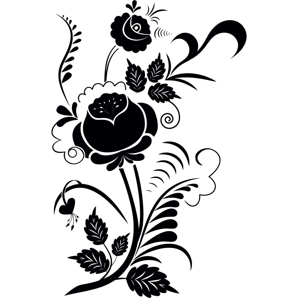 Decor floral - Sticker Decorativ - Negru - 92 x 140 cm