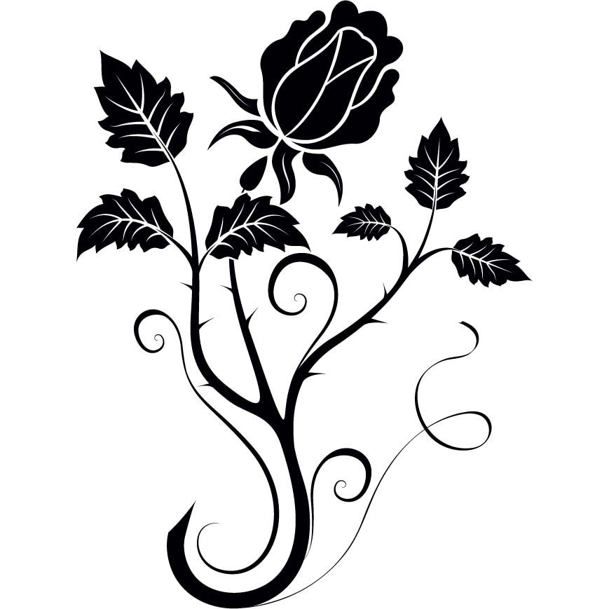 Panou trandafir - Sticker Decorativ - Negru - 110 x 147 cm