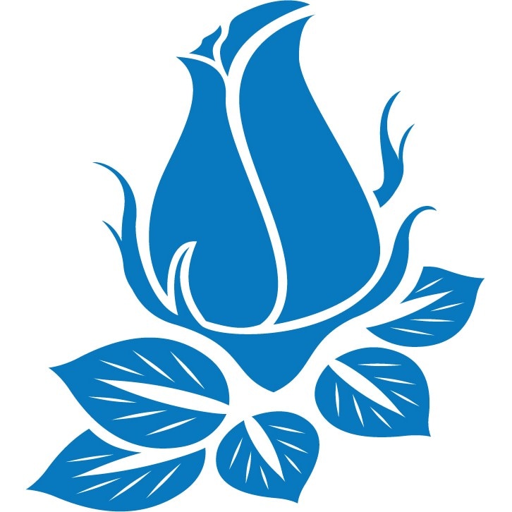 Trandafir boboc - Sticker Decorativ - Albastru - 110 x 122 cm