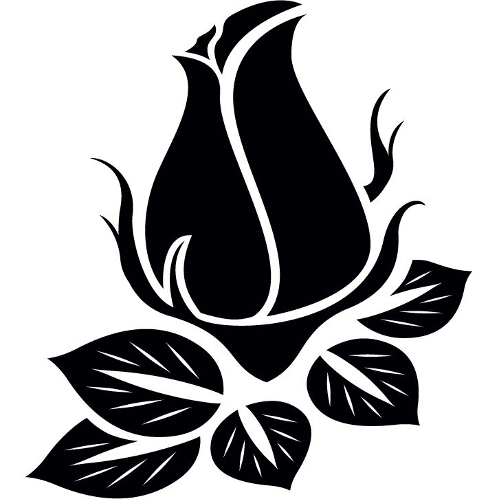 Trandafir boboc - Sticker Decorativ - Negru - 110 x 122 cm