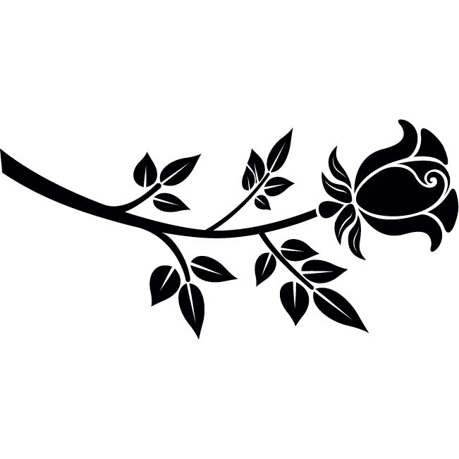 Fir de trandafir - Sticker Decorativ - Negru - 125 x 60 cm