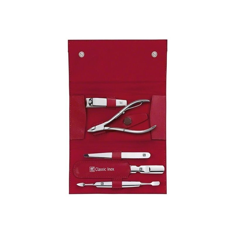Set 5 piese inox, etui piele rosie - Zwilling Classic Inox