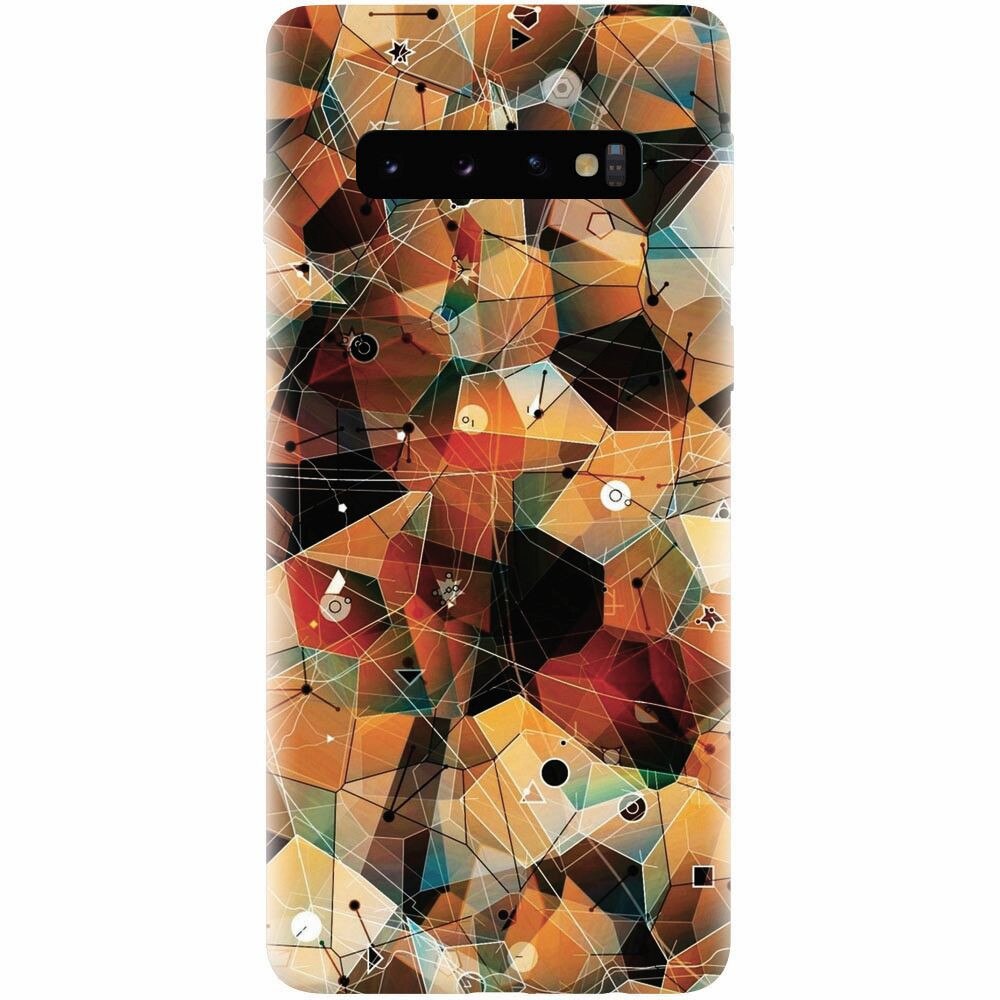 Husa silicon pentru Samsung Galaxy S10, Abstract Triangles Connected Lines