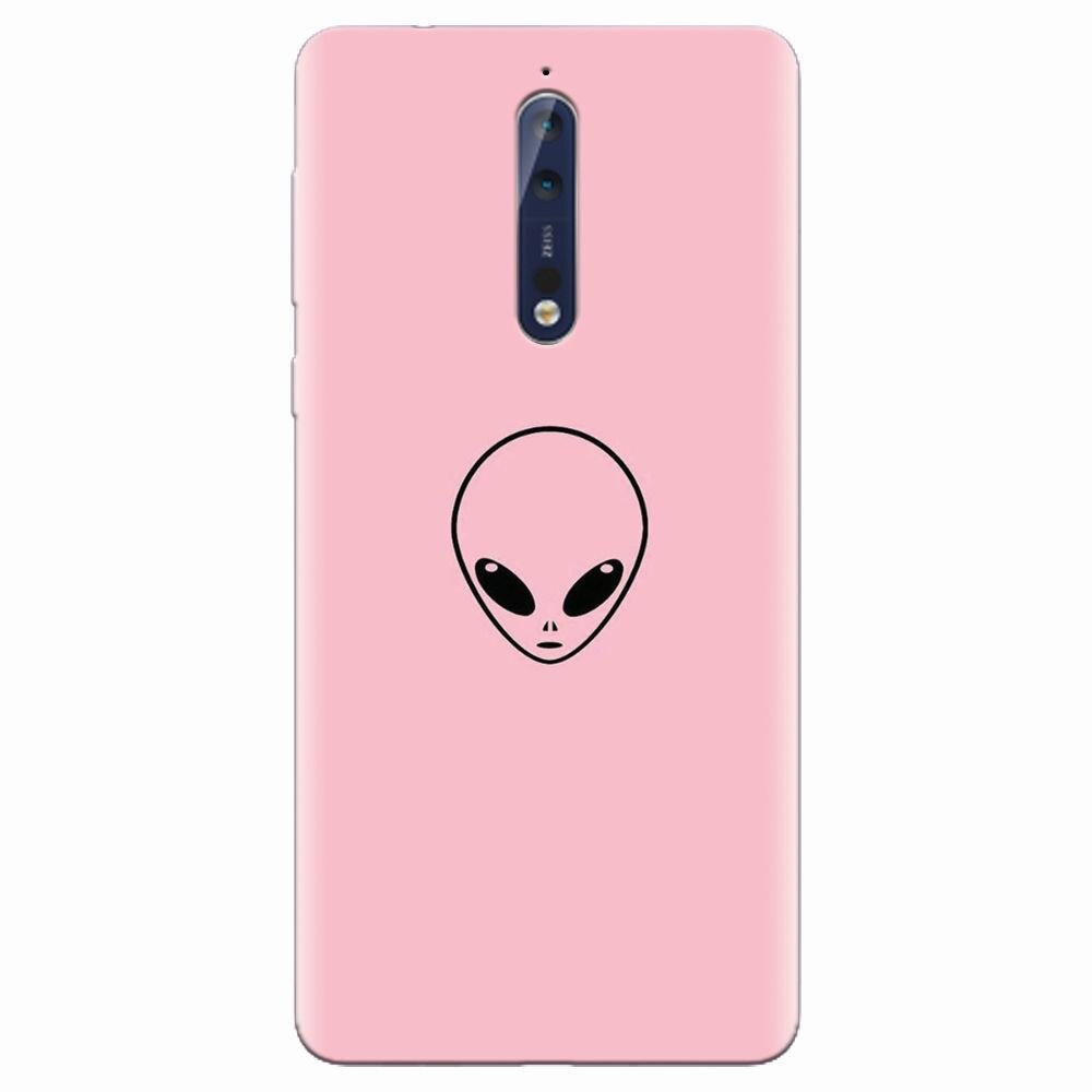 Husa silicon pentru Nokia 8, Pink Alien