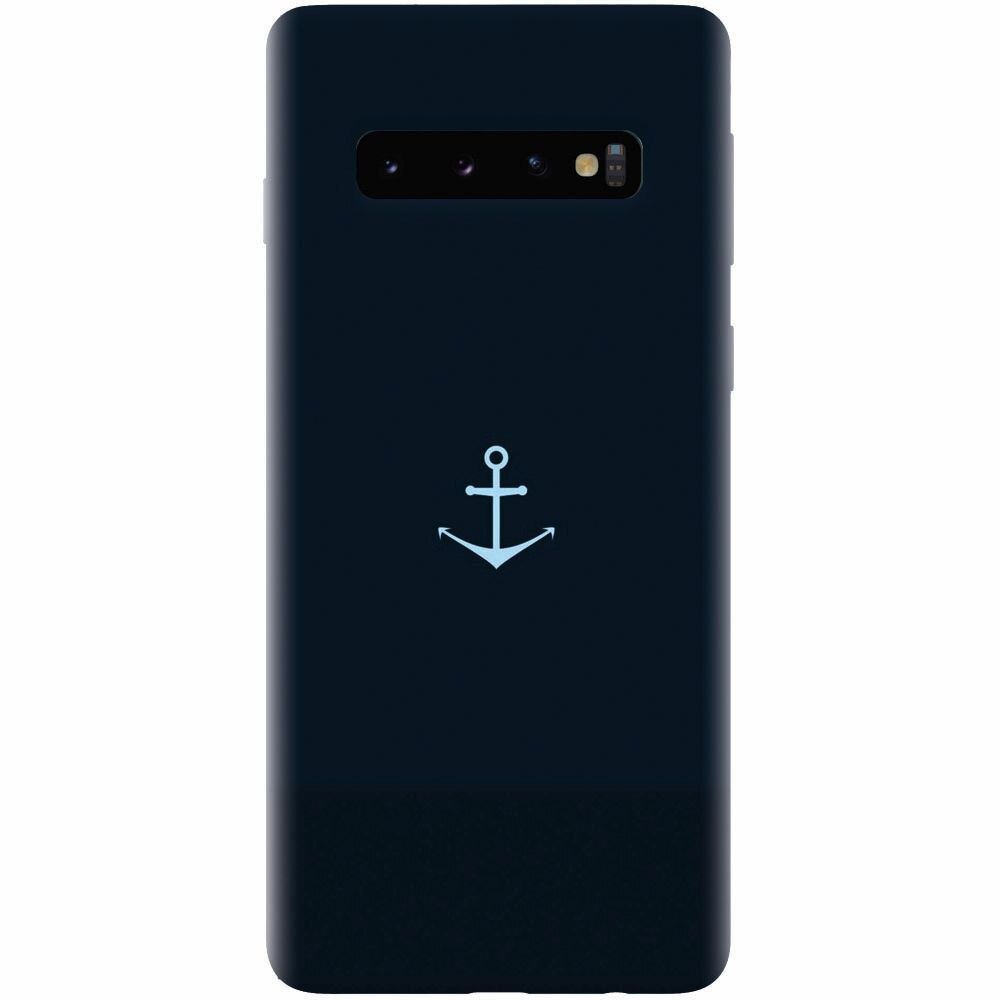 Husa silicon pentru Samsung Galaxy S10 Plus, Blue Navy Anchor Illustration Flat