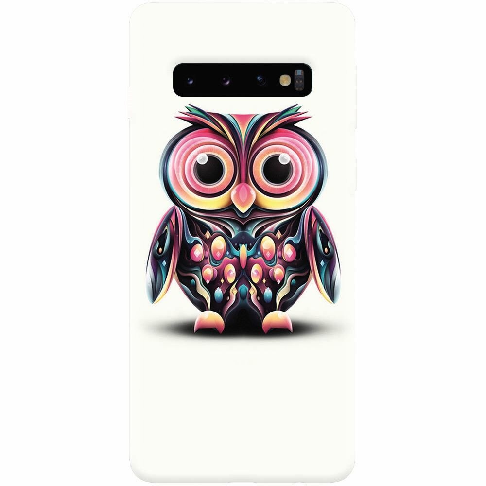 Husa silicon pentru Samsung Galaxy S10, Colorful Owl Illustration