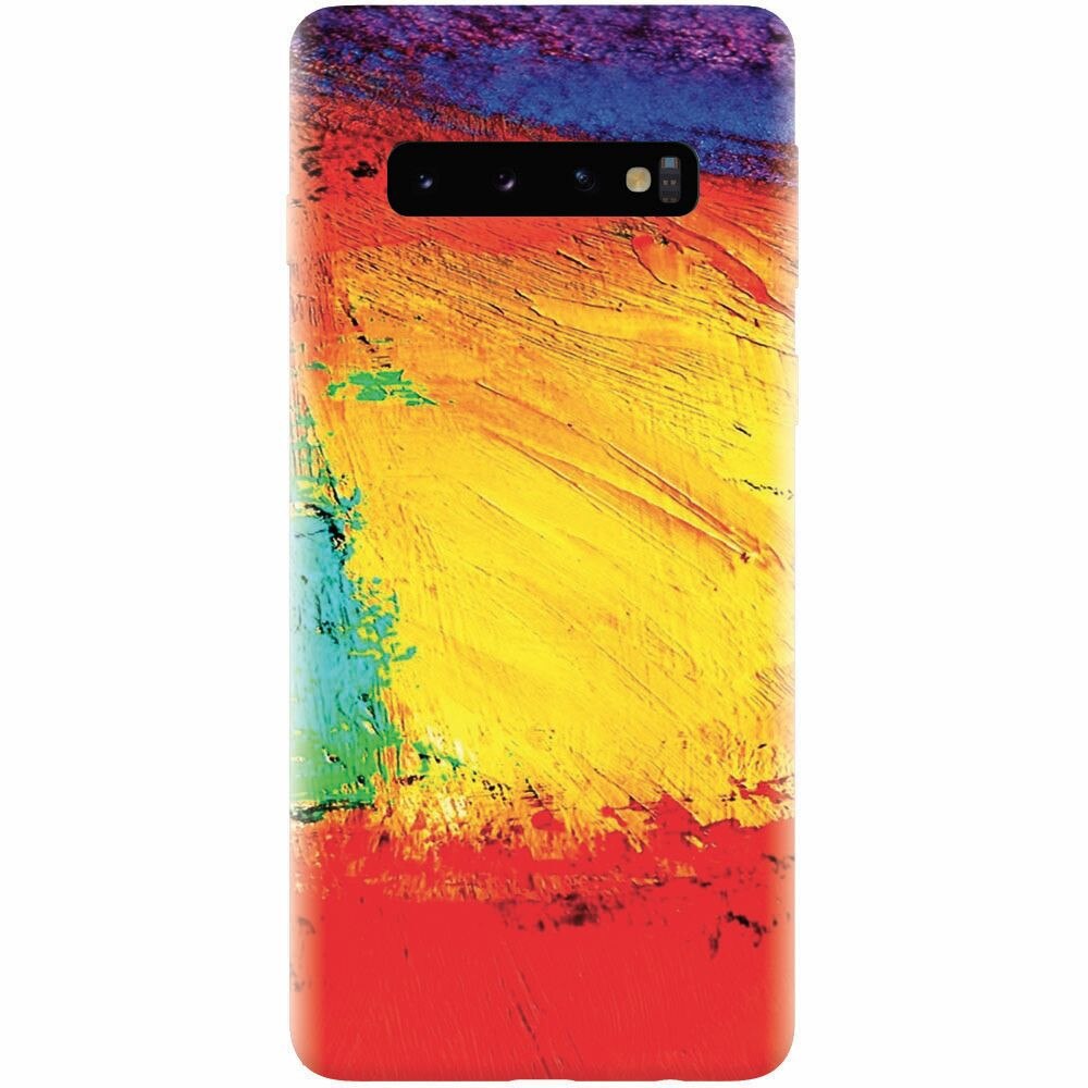 Husa silicon pentru Samsung Galaxy S10, Colorful Dry Paint Strokes Texture