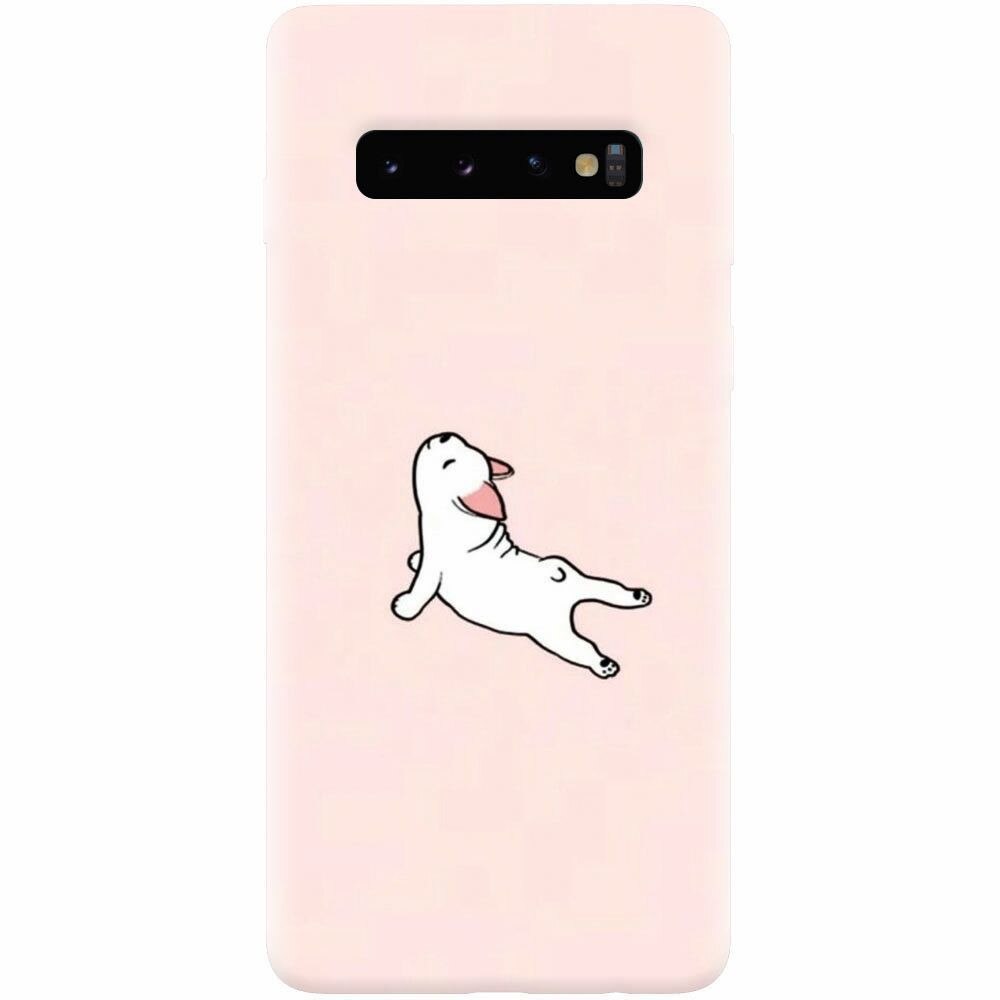 Husa silicon pentru Samsung Galaxy S10 Plus, Cute Dog Streching